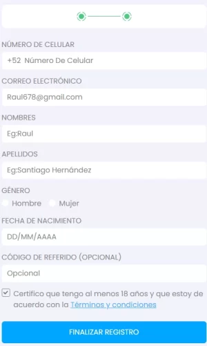 Información de registro